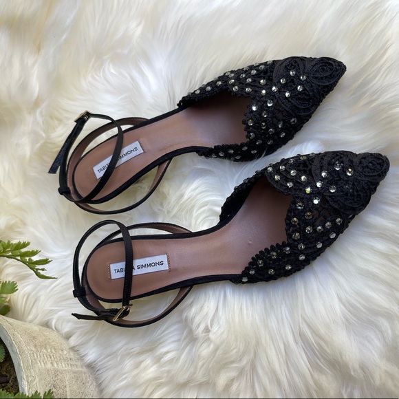 TABITHA SIMMONS Woven Sen Floret Lace Evening heel Black Jewel Pumps 36 - Picture 4 of 15